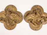 pair of antique brass eagle door handles