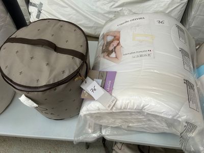 a bag of pillows and a bag of pillows on a table