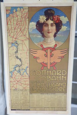 une vieille affiche représentant une femme avec une couronne de fleurs sur la tête