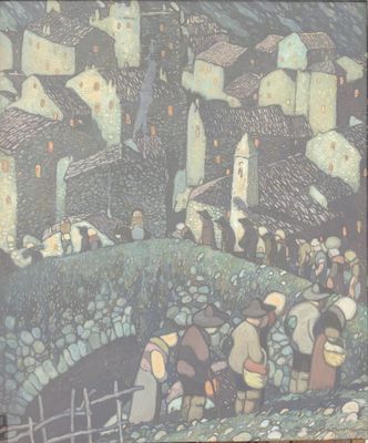 a picture of a picture of a painting of a village