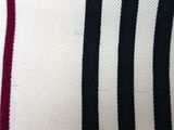 a close up of a black and white striped shirt