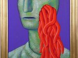 an image of a painting of a man with long red hair