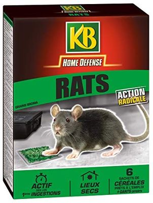 une boîte de rats « Krb Home Defense » sur fond blanc
