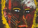 une image représentant un tableau représentant le visage d'un homme sur fond noir