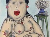 une image représentant un tableau d'une femme tenant une fleur à la main