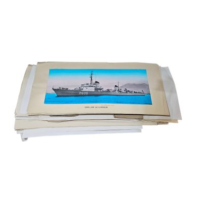 a picture of a large ship on top of a pile of papers