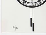 a drawing of a clock that is hanging on the wall