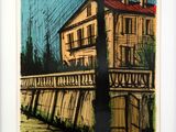 une image représentant le dessin d'une maison sur un pont