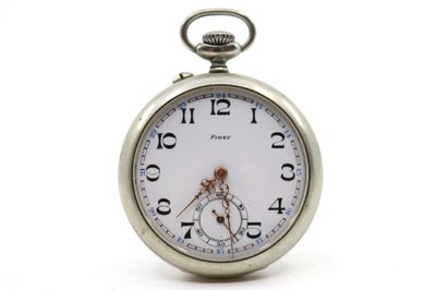 a silver pocket watch with a clock face on it