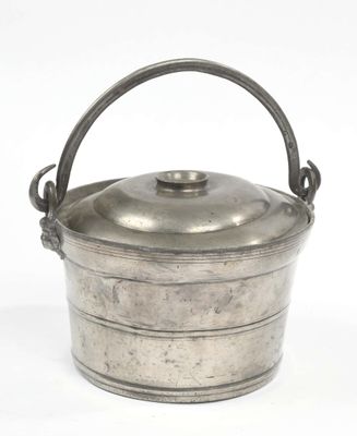 silver plated ice bucket with handle and handles