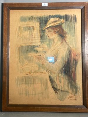 une image représentant un tableau d'une femme portant un chapeau de paille