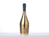 a close up of a bottle of champagne on a table