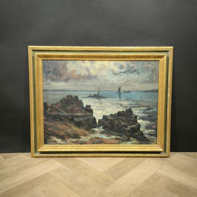 une image représentant un tableau d'un voilier sur l'océan