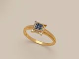 an image of a gold ring with a blue stone and diamonds