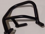 a picture of a pair of black handlebars on a white surface