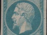 a blue stamp with a portrait of a man on it