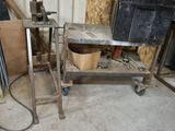 an image of a metal work bench in a garage