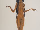 dessin représentant une femme aux longs cheveux noirs, avec une fleur dans les cheveux