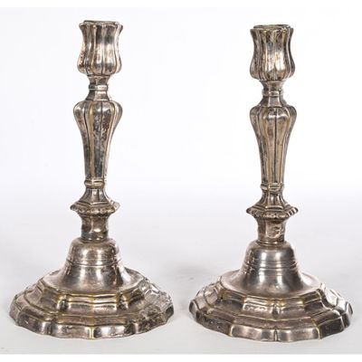 pair of antique silver candlesticks