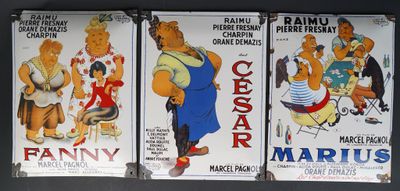 Trois affiches représentant divers personnages de dessins animés sont accrochées au mur