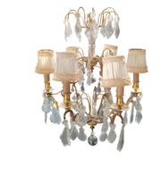 Lustre cage en laiton éclairant par 6 bras de lumières agrém…