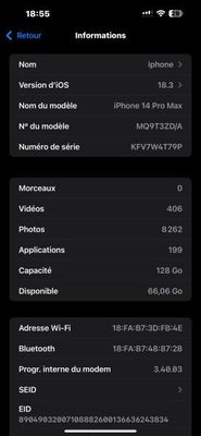 une capture d'écran d'un téléphone portable montrant les paramètres de l'appareil