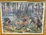 un tableau représentant un groupe d'hommes dans les bois