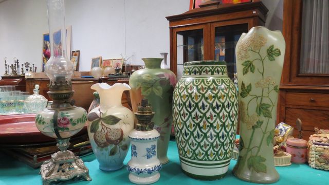 Vase en verre émaillé Art nouveau, vase en céramique marqué Sergh...