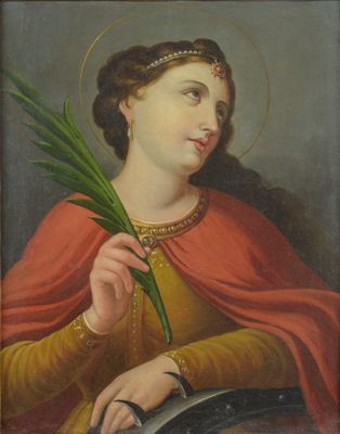 une image représentant un tableau où l'on voit une femme tenant un bouquet de fleurs