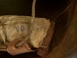 a close up of a hat with a tag on it