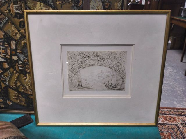 Vue de gondole à Venise, dessins sur papier. non signé