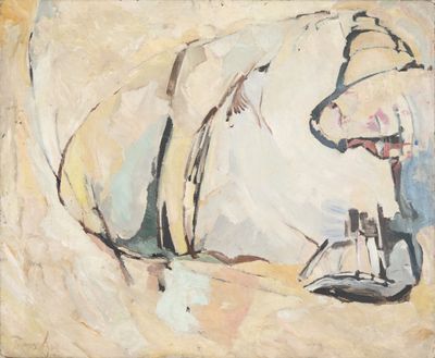 an image of a painting of a horse laying down on the ground
