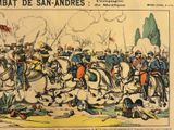 an old newspaper with a picture of a military scene