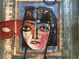 an image of a painting of a woman with a hat on her head