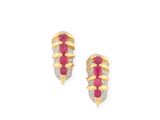 a pair of ruby and diamond earrings