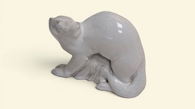 "Furet" Sujet en grès émaillé vernissé façon craquelé à déco…
