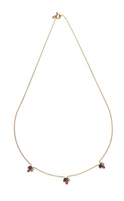 un collier en or orné de pierres multicolores montées sur une chaîne