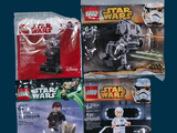 three lego star wars figures in the package