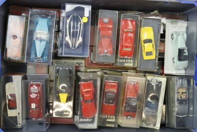 many different types of toy cars in a box