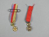 two medals and a pin with a star on it