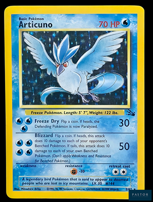 une image d'une carte Pokémon sur laquelle figure un oiseau blanc