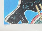 a drawing of a bird sitting on top of a bowl