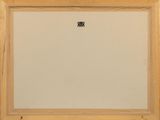 a painting of a wooden frame with a white background