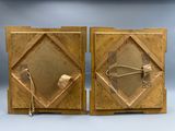 pair of art deco brass bookends with glass panels