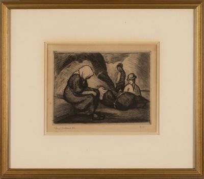 une image représentant un dessin en noir et blanc d'un homme et d'une femme assis sur un rocher