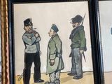 three framed paintings of men in military uniforms standing next to each other