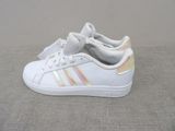 adidas superstar infant girls ' s shoes in white with rainbow stripes
