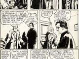 a black and white comic strip of a man talking to a woman