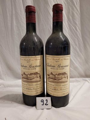 2 bouteilles CHÂTEAU BOUSCAUT 1977 GCC GRAVES, étiquettes po…