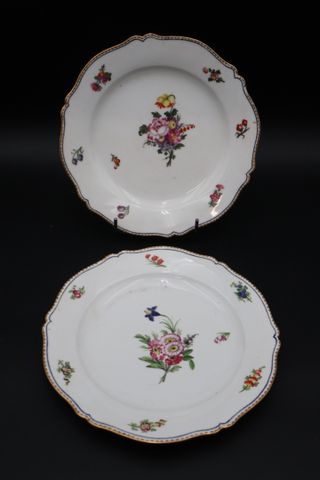 Deux assiettes porcelaine décor de fleurs marquée du comte d’Arto...